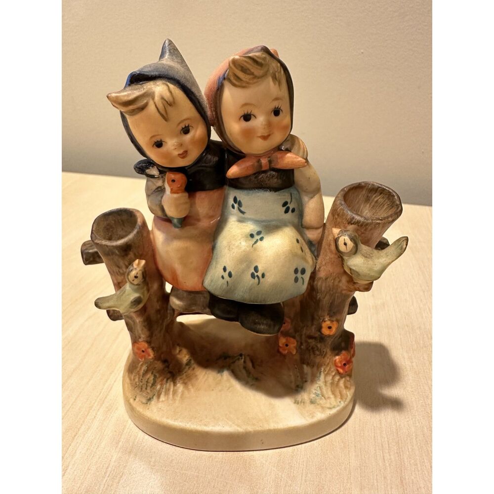 Vintage Goebel Hummel "Coquettes" Figurine, Girls on Fence with Birds